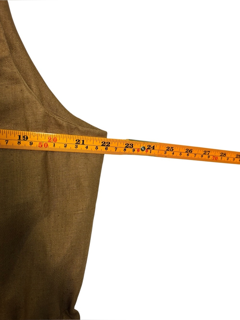 VTG Jennifer Eden Tan Brown Linen Vest Button-up Front Drawstring Waist 15/16 - Picture 8 of 10